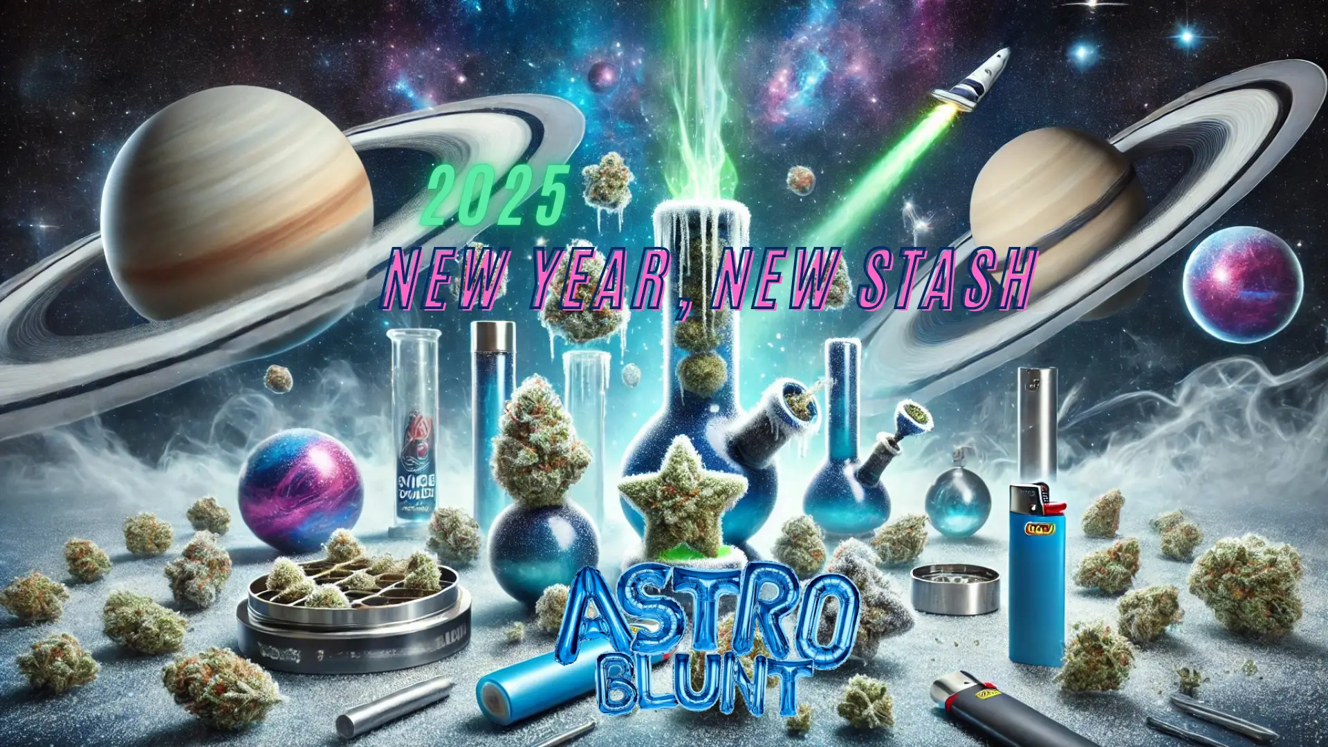 Astro Blunt New Year New Stash Glass Bong Lighter Vape Grinder Homepage Image